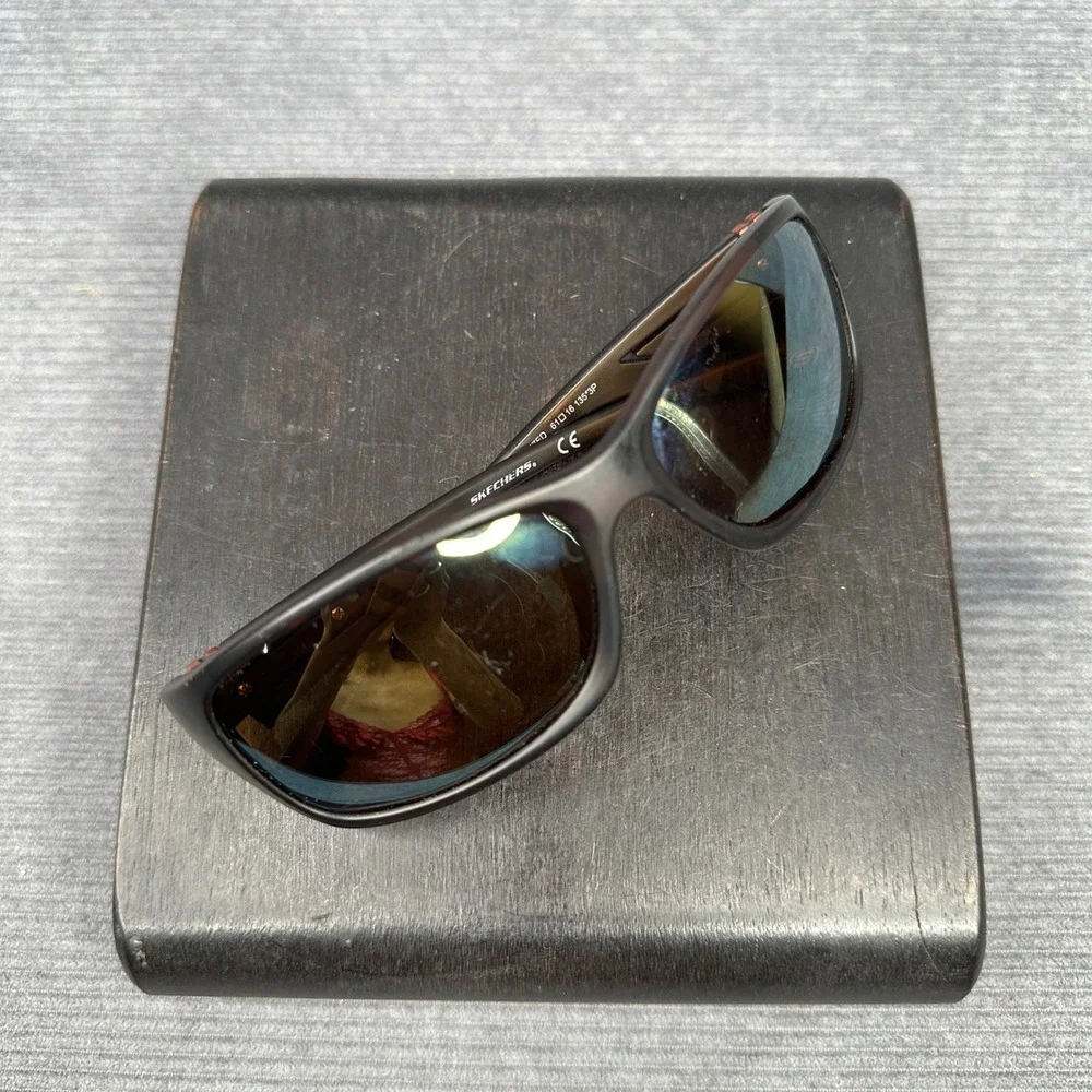 Skechers SE5085 TOR-1P Polarized Y2K Sunglasses Tortoise Orange Rectangular Wrap